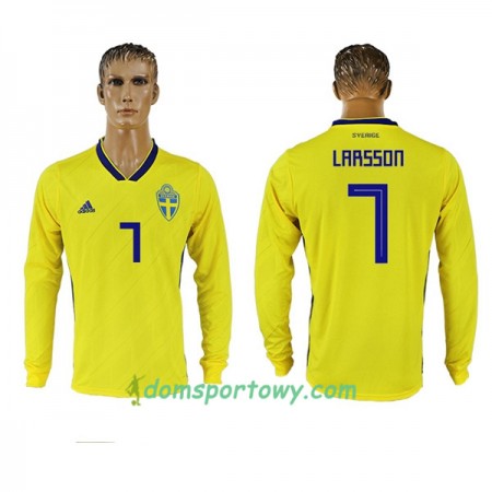 Koszulka Szwecja Larsson 7 Domowe Koszulki Piłkarskie Mistrzostwa Świata 2018 Długi Rękaw